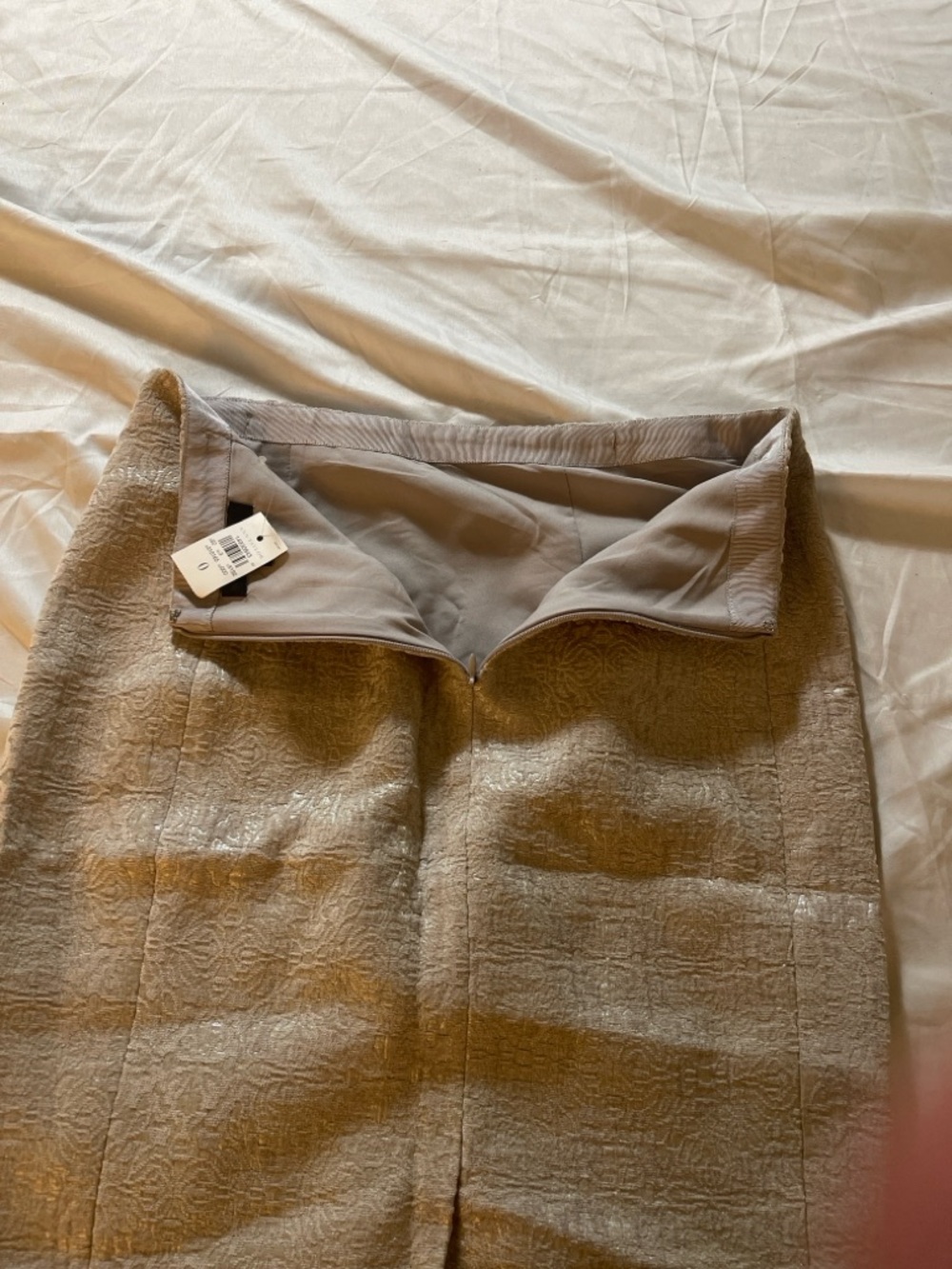 Ann Taylor Cream Jacquard Mini Skirt Size 0 Lined Textured Career Elegant NWT - Picture 7 of 10